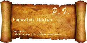 Popovics Ibolya névjegykártya